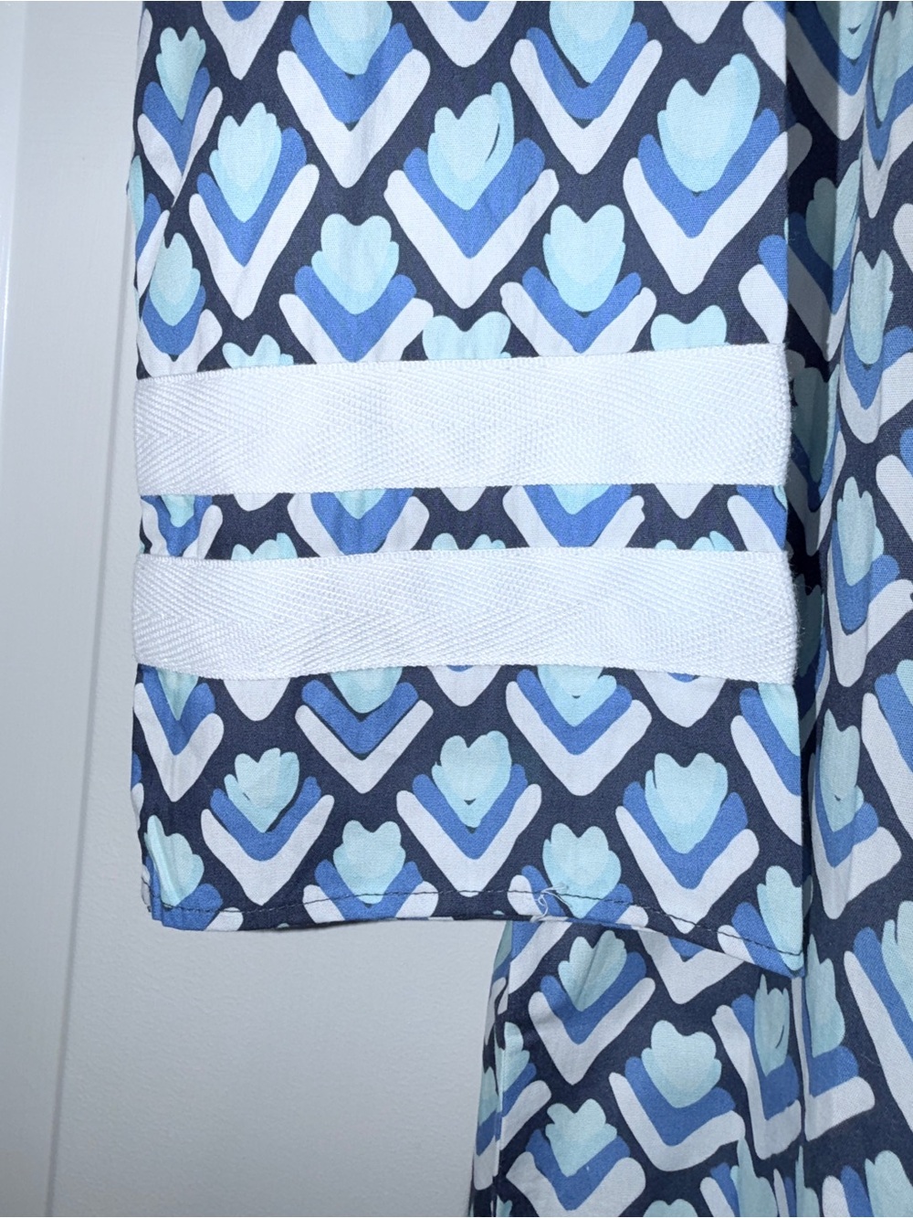 Sail to Sable Blue Geometric Print Long Caftan Dress. S - Picture 5 of 9